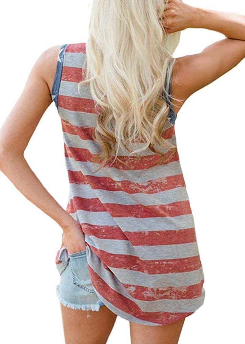 Akyzic Women's American Flag Camo Sleeveless Tank Tops Casual RacerbackcPatriotic T Shirts(Stars and Stripes-25-L) - Image 4